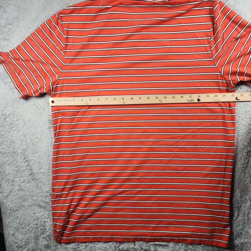 RLX Ralph Lauren Polo Shirt Men XL Orange Striped Rhode Island Country Club Golf